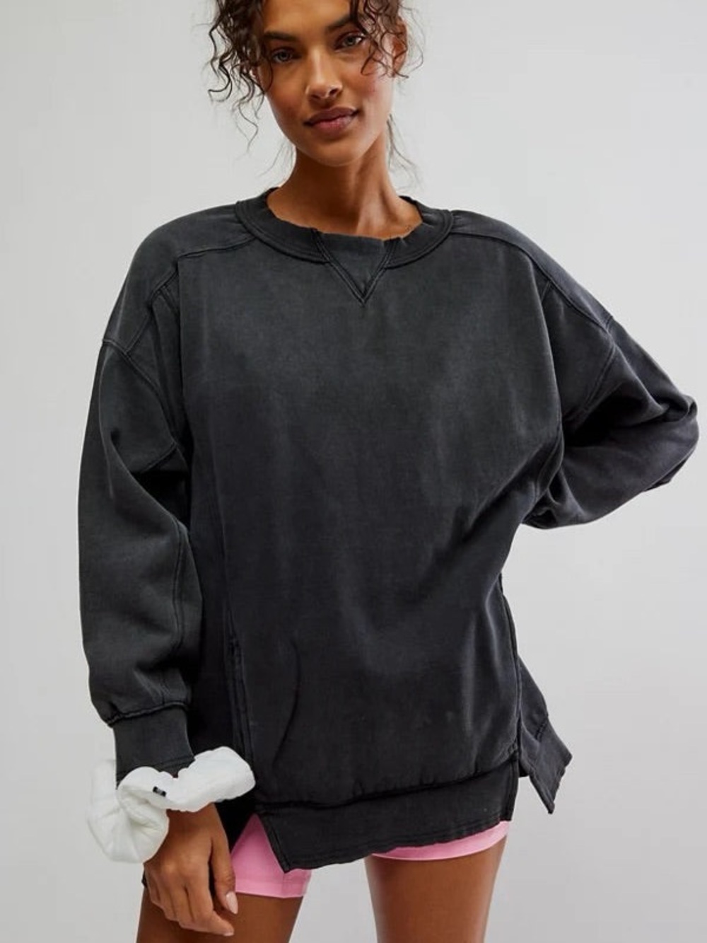 Washed Black Oversized Crewneck Sweatshirt